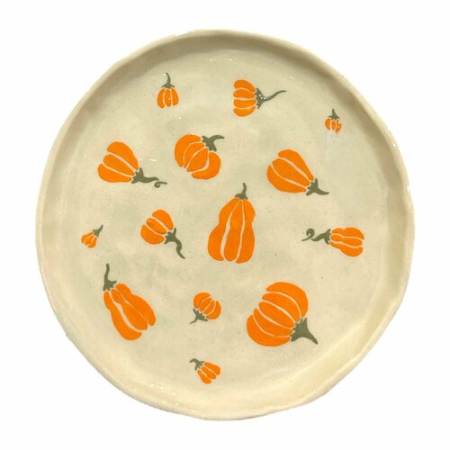 Тарелка ручной работы с росписью Тыквы керамика 18 см 3118₽