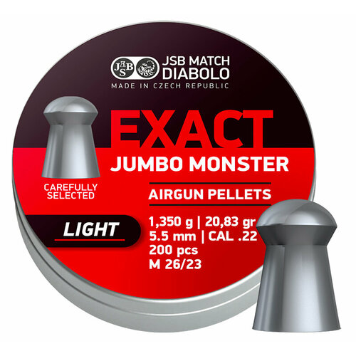 Пули JSB Exact Jumbo Monster Light 5,52 мм, 1,350 грамм, 200 штук