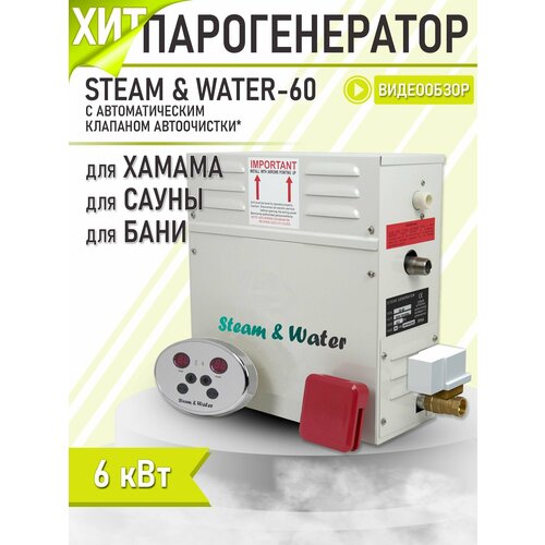 Парогенератор для бани, хамам, турецкой бани Steam & Water AVTO - 60 (6 кВт). Автоматический дренаж