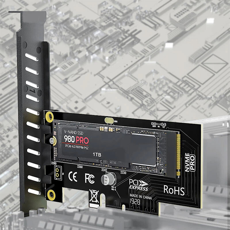 Адаптер для SSD, PCi-E- M.2 PCI-E 4.0/3.0 Адаптер для подключения SSD NVMe