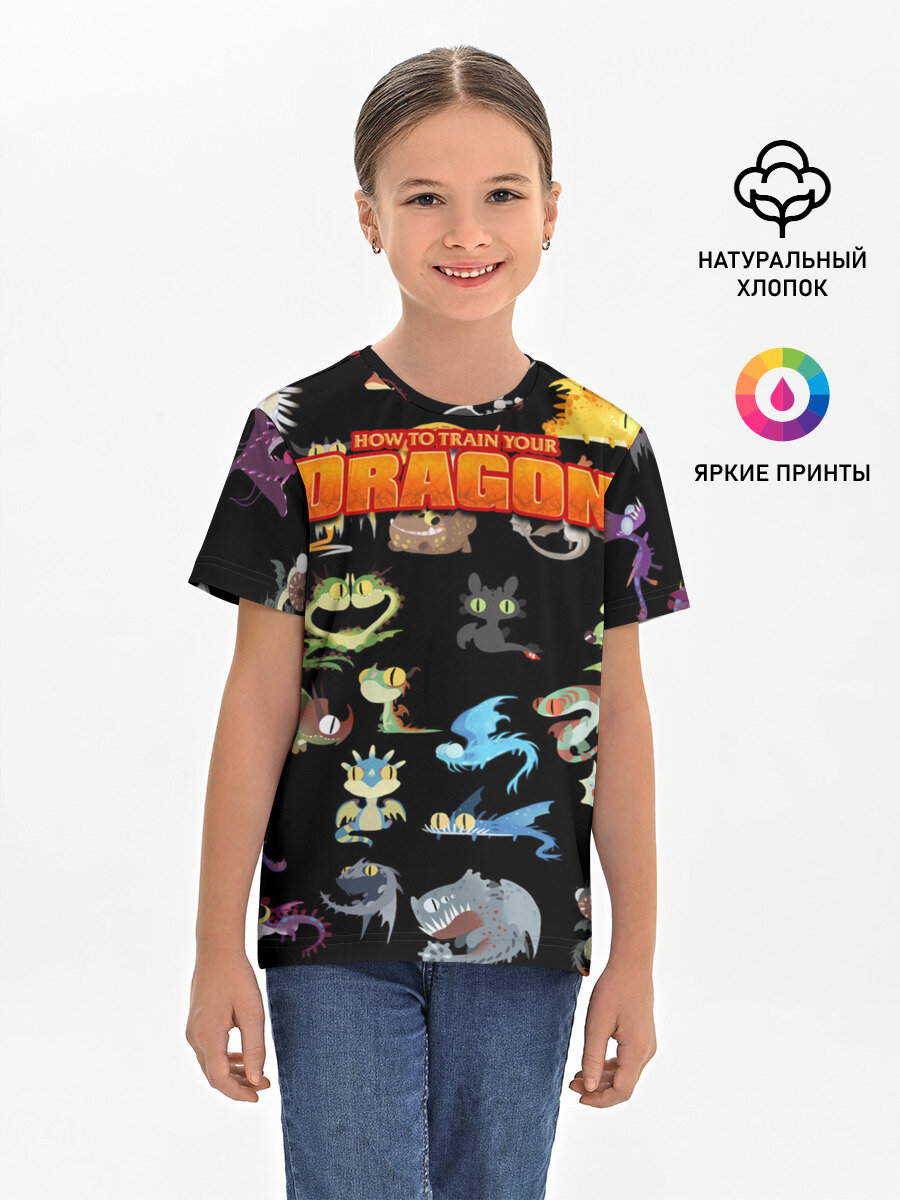 Футболка Lacotton.ru хлопковая детская How to Train Your Dragon, размер 164, мультиколор