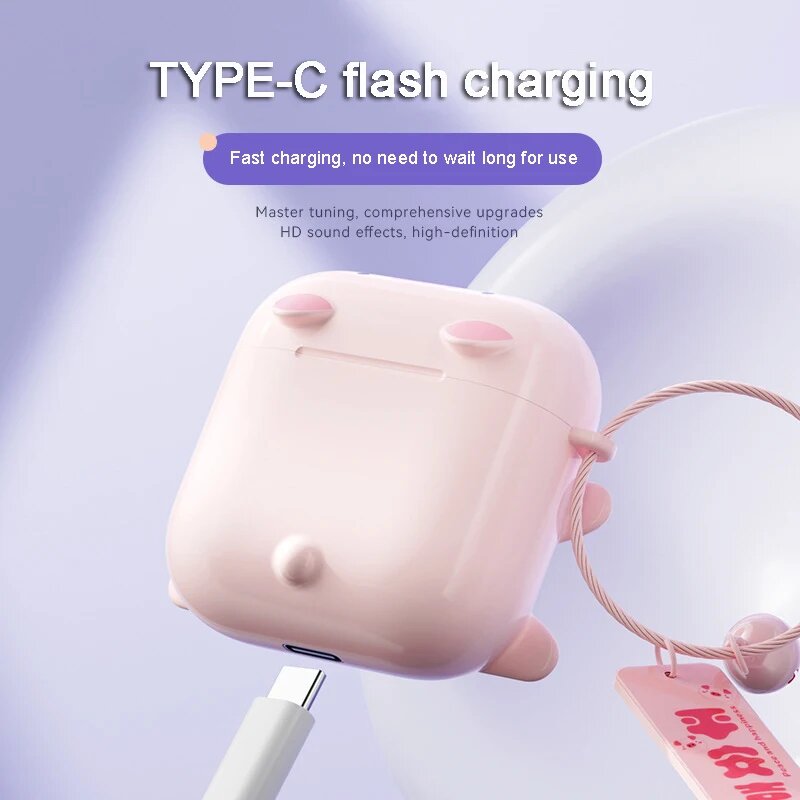 Детские беспроводные наушники Pig Bluetooth 5.3, blue cat — фото 1
