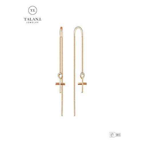 фото Серьги talant, красное золото, 585 проба, , золотистый