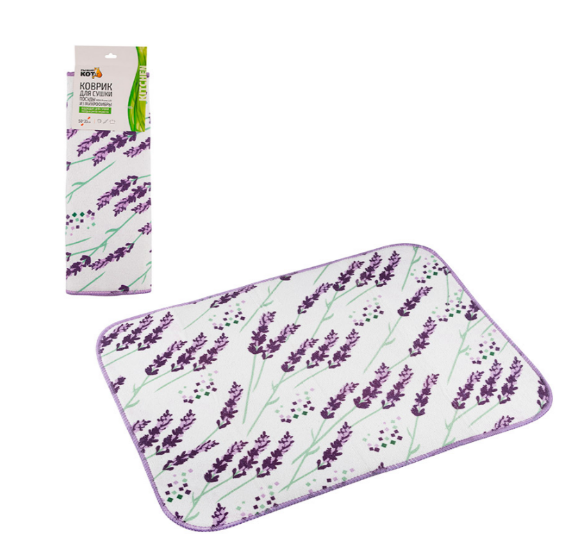 2 x Коврик для сушки посуды из микрофибры MDM Promo LAV 50*35см 100695 Рыжий кот (Комплект из 2 штук)