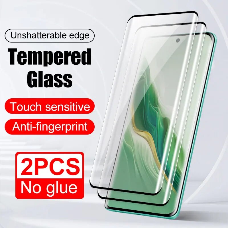2 шт. закаленное стекло для защиты экрана телефона Honor 200 100 90 pro 80 70 60 Pro Magic 6 5 4 3 Полное покрытие Защитная пленка для телефона, Honor 200, Edge glue Glass, Комплект из 2 предметов