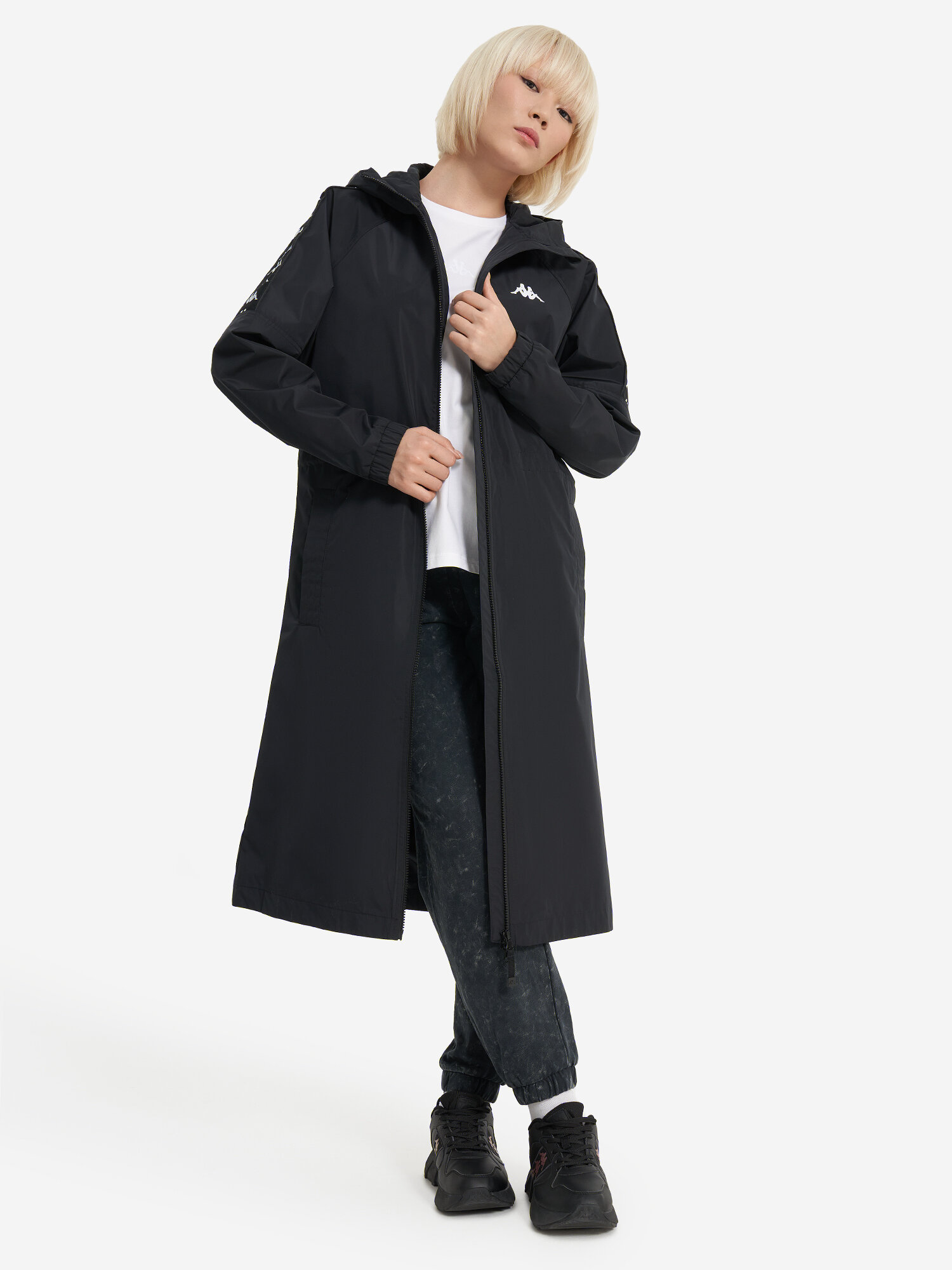 Ветровка Kappa Authentic Women's Banda Long Windbreaker, размер 42-44, черный — фото 1