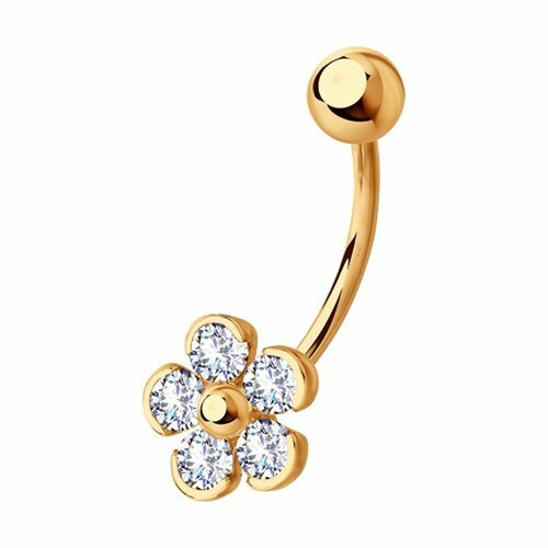 Пирсинг в пупок Diamant online красное золото 585 проба фианит средний вес 117 гр золотистый 15448₽