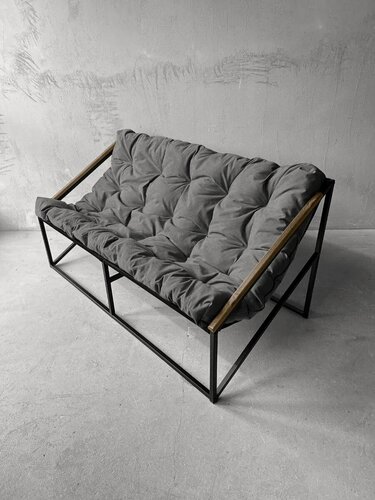 Изображение товара Диван мягкий удобный для отдыха, уличный, на балкон, веранду, лофт, минимализм, Слэш ++ велюр серый