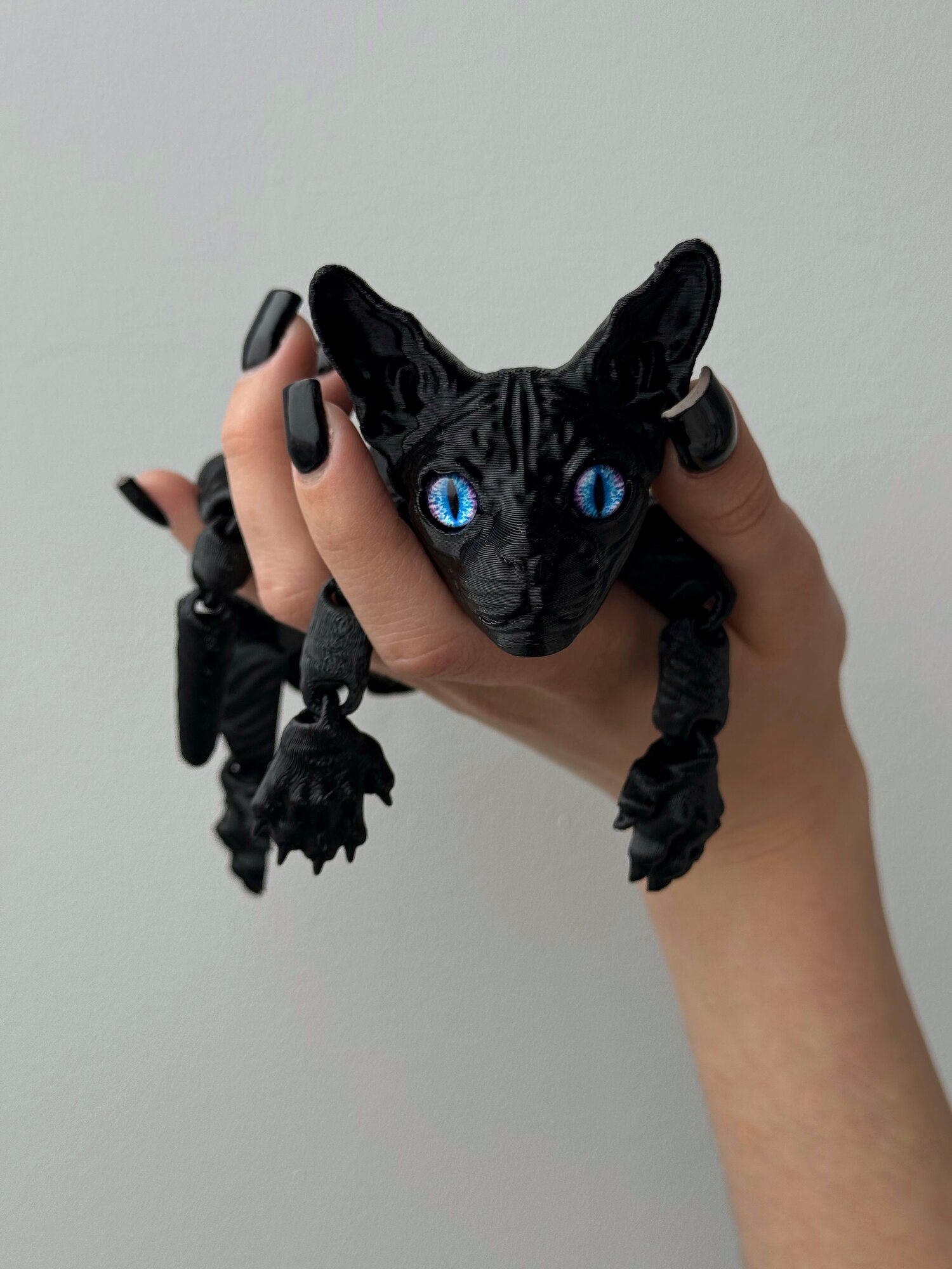 Кот сфинкс чёрный подвижная игрушка-антистресс