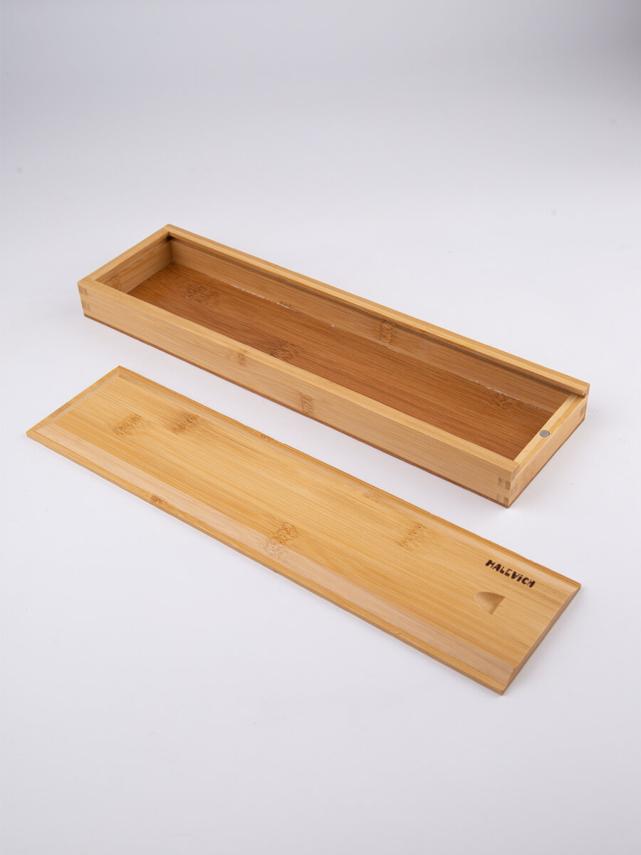 Пенал для кистей Малевичъ, деревянный пенал МЛ-100, натуральное дерево — фото 1