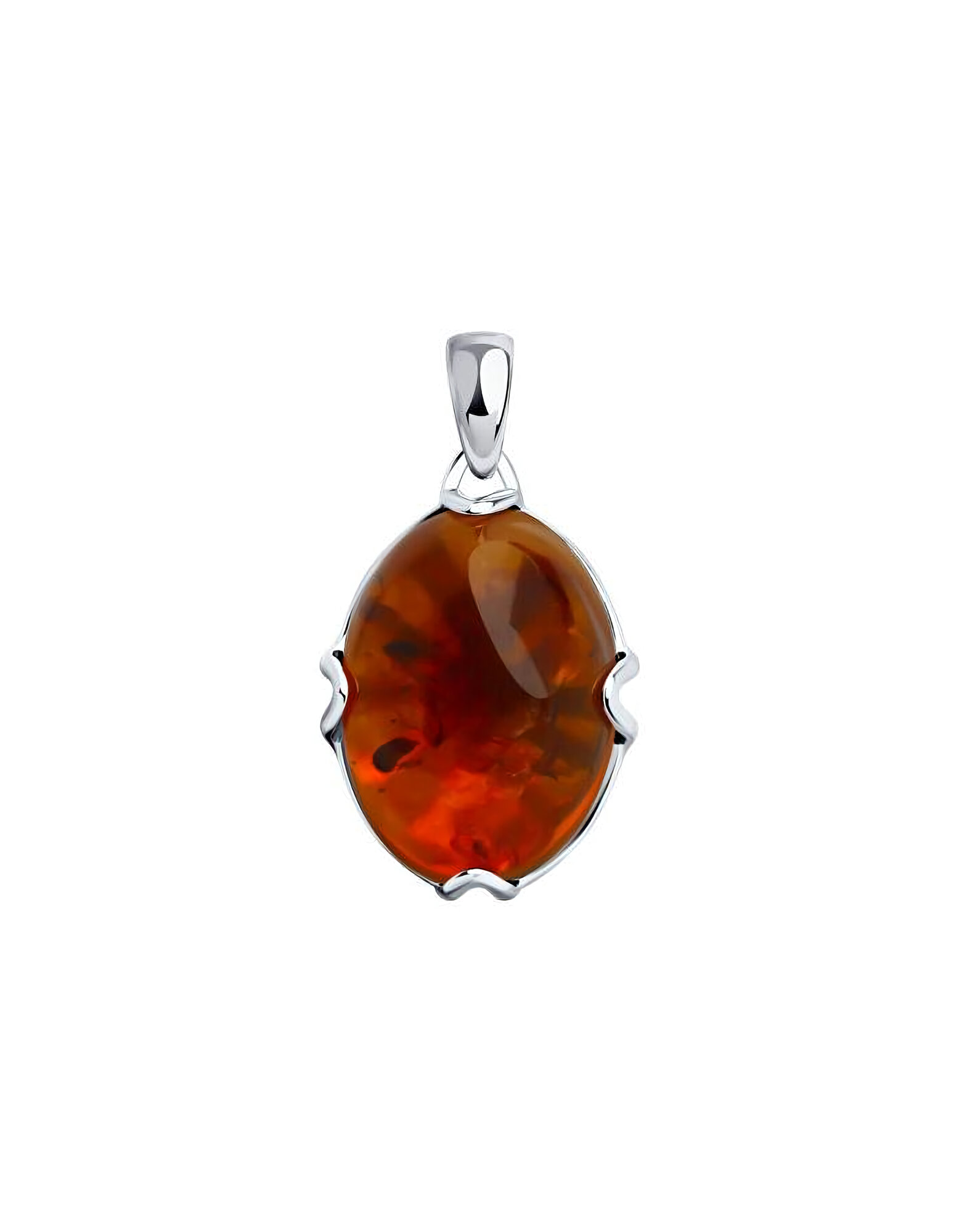 Подвеска The Jeweller, серебро, 925 проба, родирование, янтарь, оранжевый