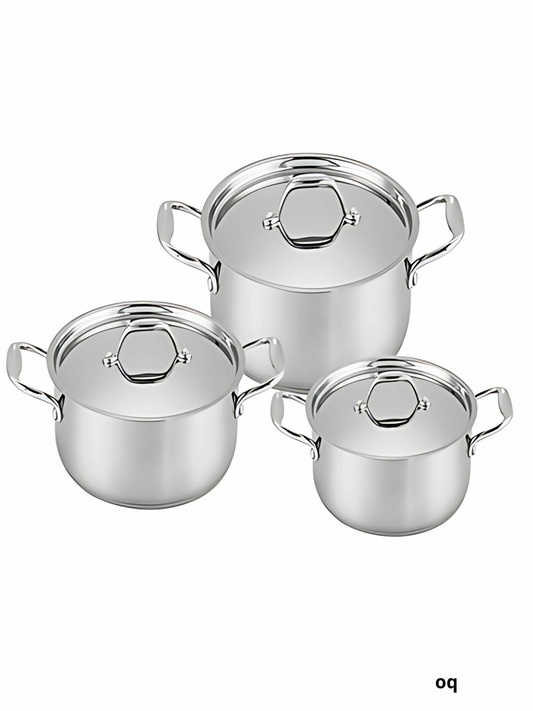 HausRoland набор кастрюль из нержавеющей стали, 3 предмета, с прочными стеклянными крышками - Белый