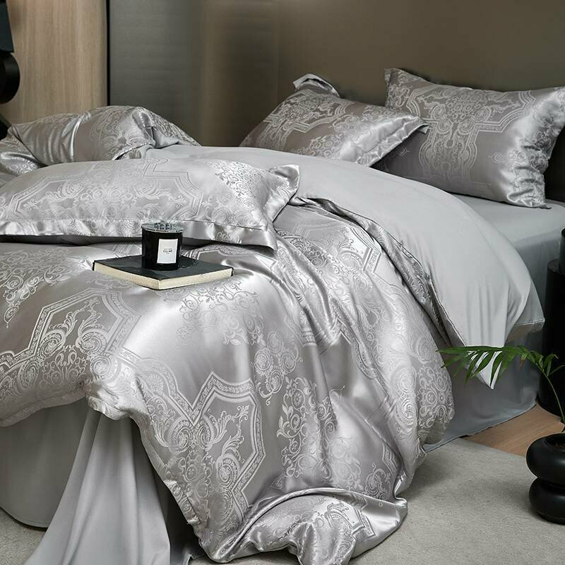 Комплект постельного белья, жаккард, с вышивкой, 2-спальный, простыня 1,8 м, вечное сияние