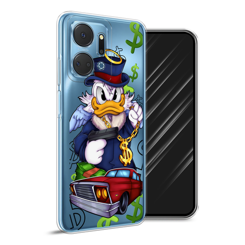 Силиконовый чехол на Honor X7A Plus / Хонор X7A Плюс Scrooge McDuck with a Gold Chain, прозрачный силиконовый чехол на honor 9a хонор 9а scrooge mcduck with a gold chain прозрачный