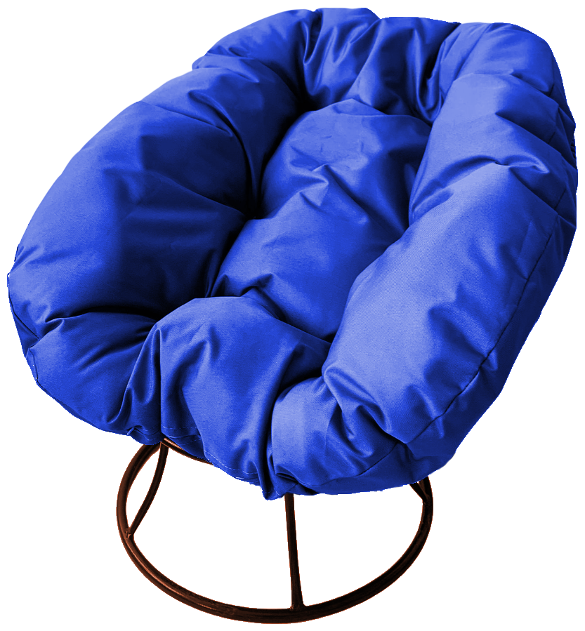 Кресло m-group пончик коричневое, синяя подушка - фотография № 1