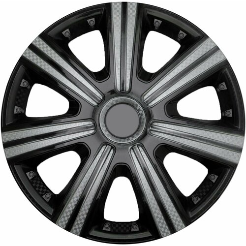 Колпаки на колеса DTM SUPER BLACK R15, комплект 4шт, на диски радиус 15, легковой авто, цвет серый, черный, карбон.