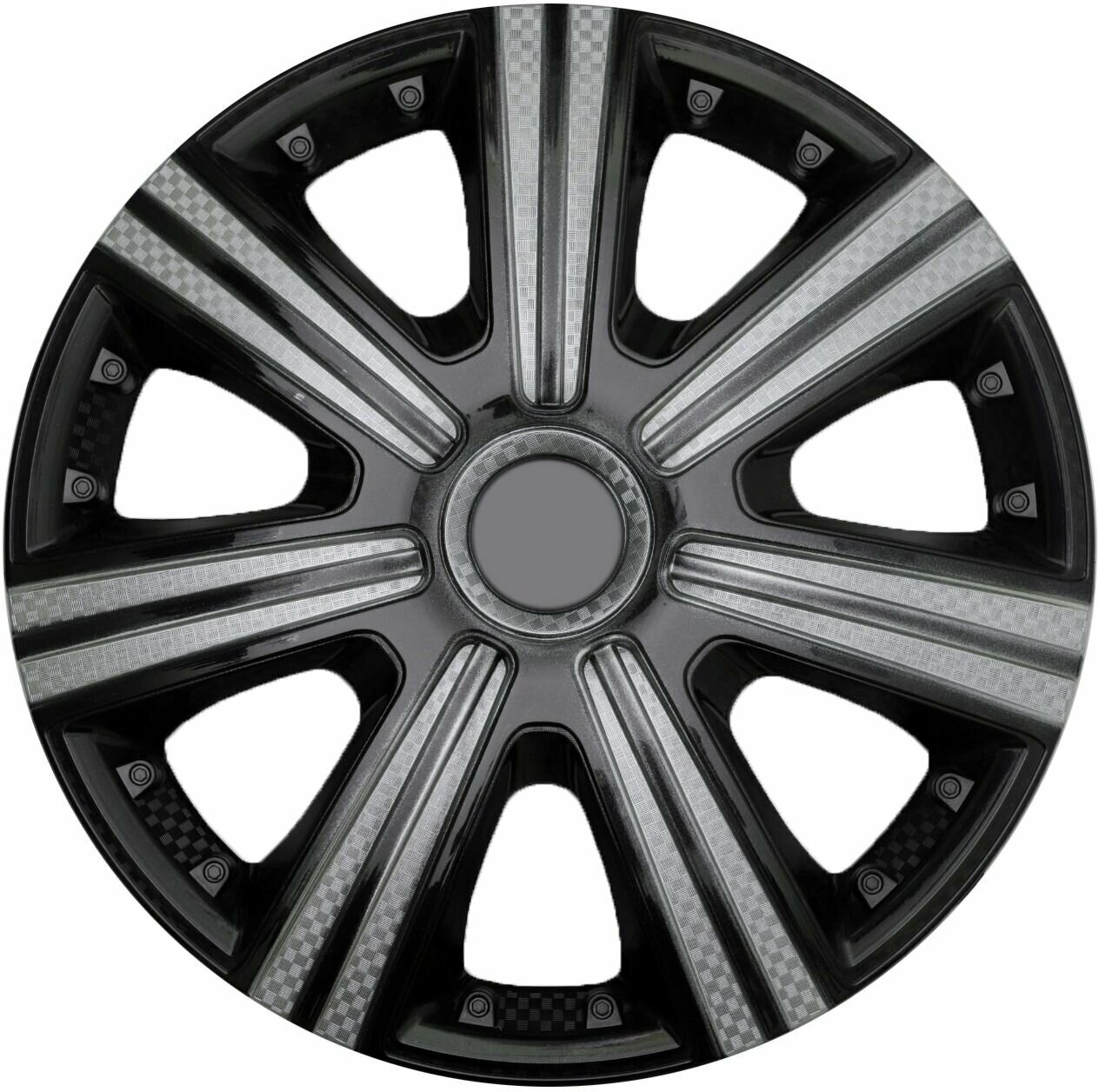 Колпаки на колеса DTM SUPER BLACK R15 комплект 4шт на диски радиус 15 легковой авто цвет серый черный карбон.