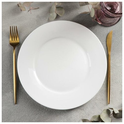 Тарелка обеденная с утолщенным краем White Label, 25*25*2 см, цвет белый