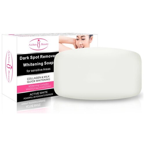 Aichun Beauty, Мыло для Лица и Тела Whitening Dark Spot Remover Отбеливающее, для Деликатных зон Collagen  & Milk, 100 гр