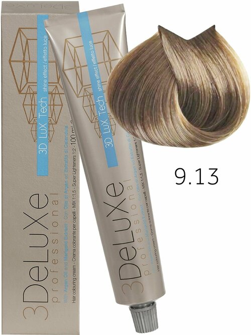 3Deluxe крем-краска для волос 3D Lux Tech, 9.13 очень светлый блондин бежевый