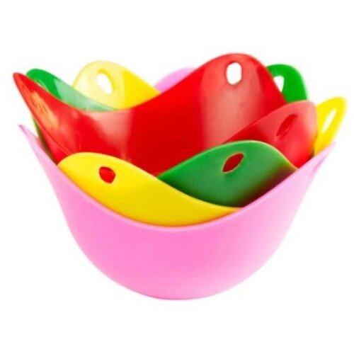 Силиконовые формы для варки яиц пашот / Пашотница / Яйцеварка / Форма для яичницы Homium (желтый, розовый, зелёный, красный) 4 штуки
