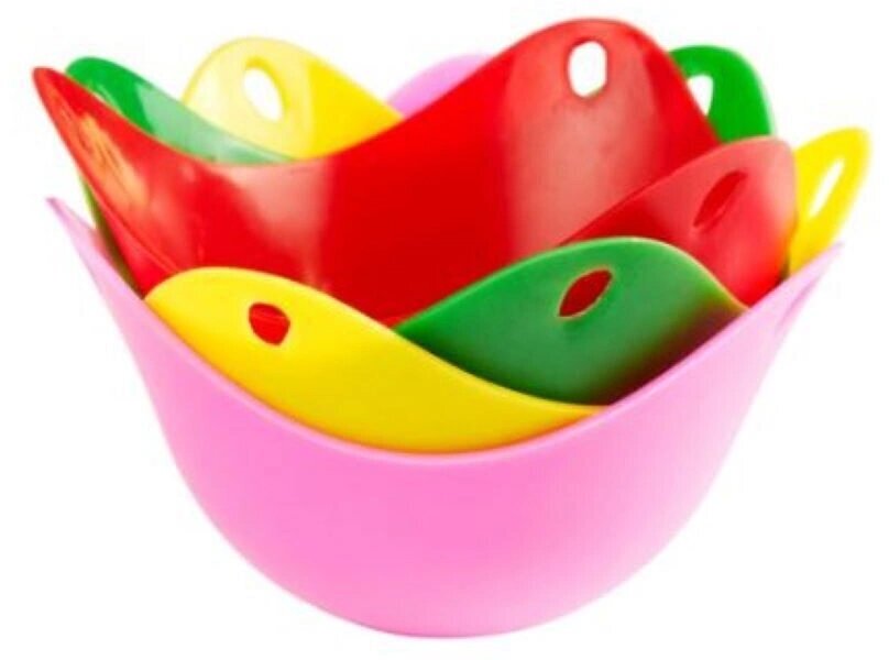 Силиконовые формы для варки яиц пашот / Пашотница / Яйцеварка / Форма для яичницы Homium (желтый розовый зелёный красный) 4 штуки