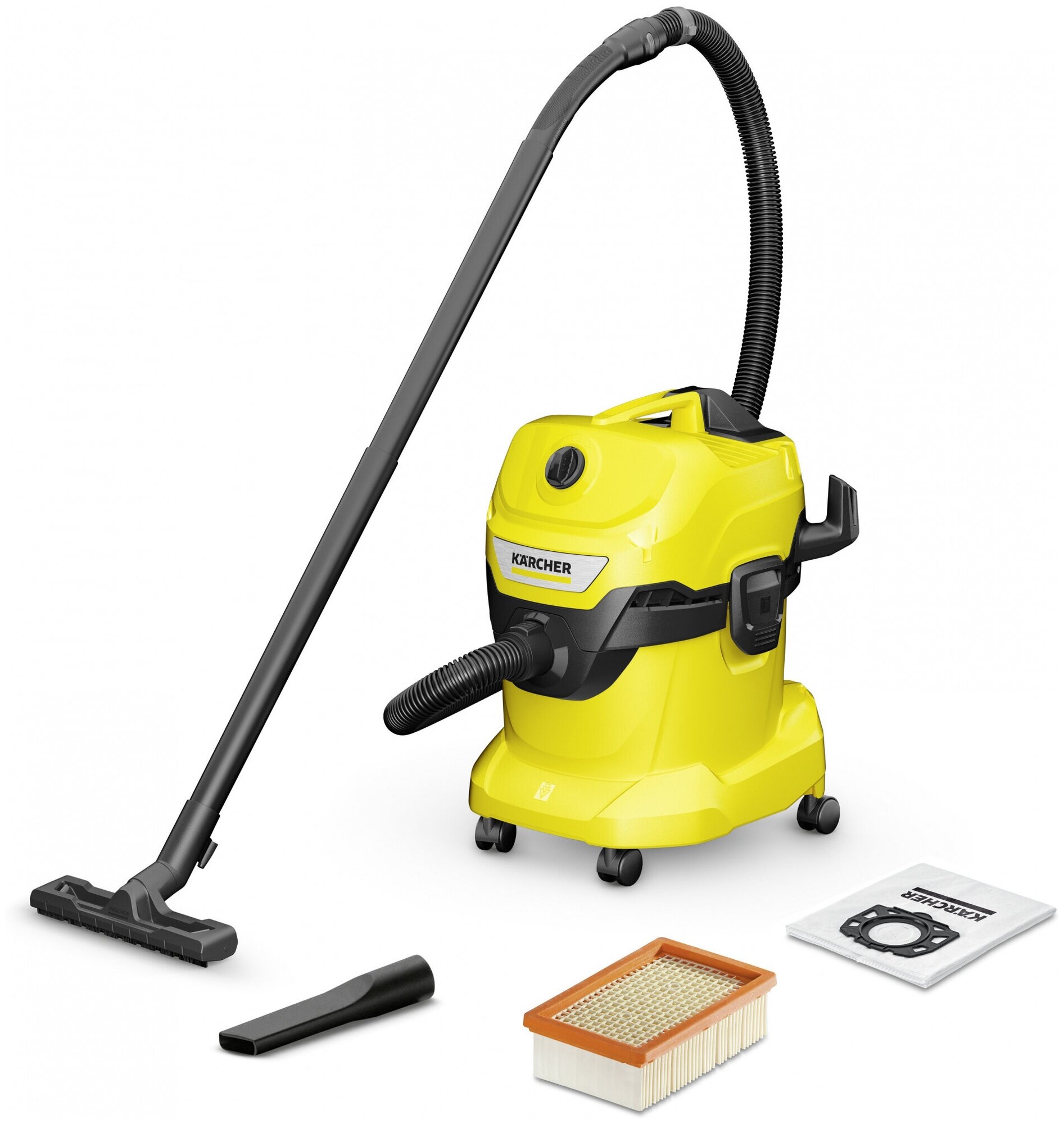 Строительный пылесос Karcher WD 4 V-20/5/22 1000Вт (уборка: сухая/сбор воды) желтый