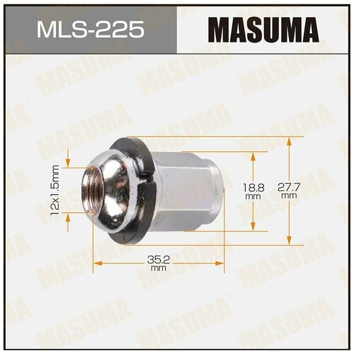 MLS-225 Гайка колесная Masuma M12x1.5(R) под ключ 19, 20 шт.