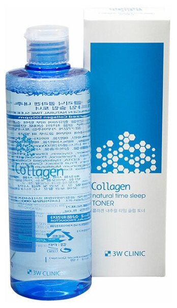 Интенсивно увлажняющий тонер с коллагеном 3W Clinic Collagen Natural Time Sleep Toner, 300 ml