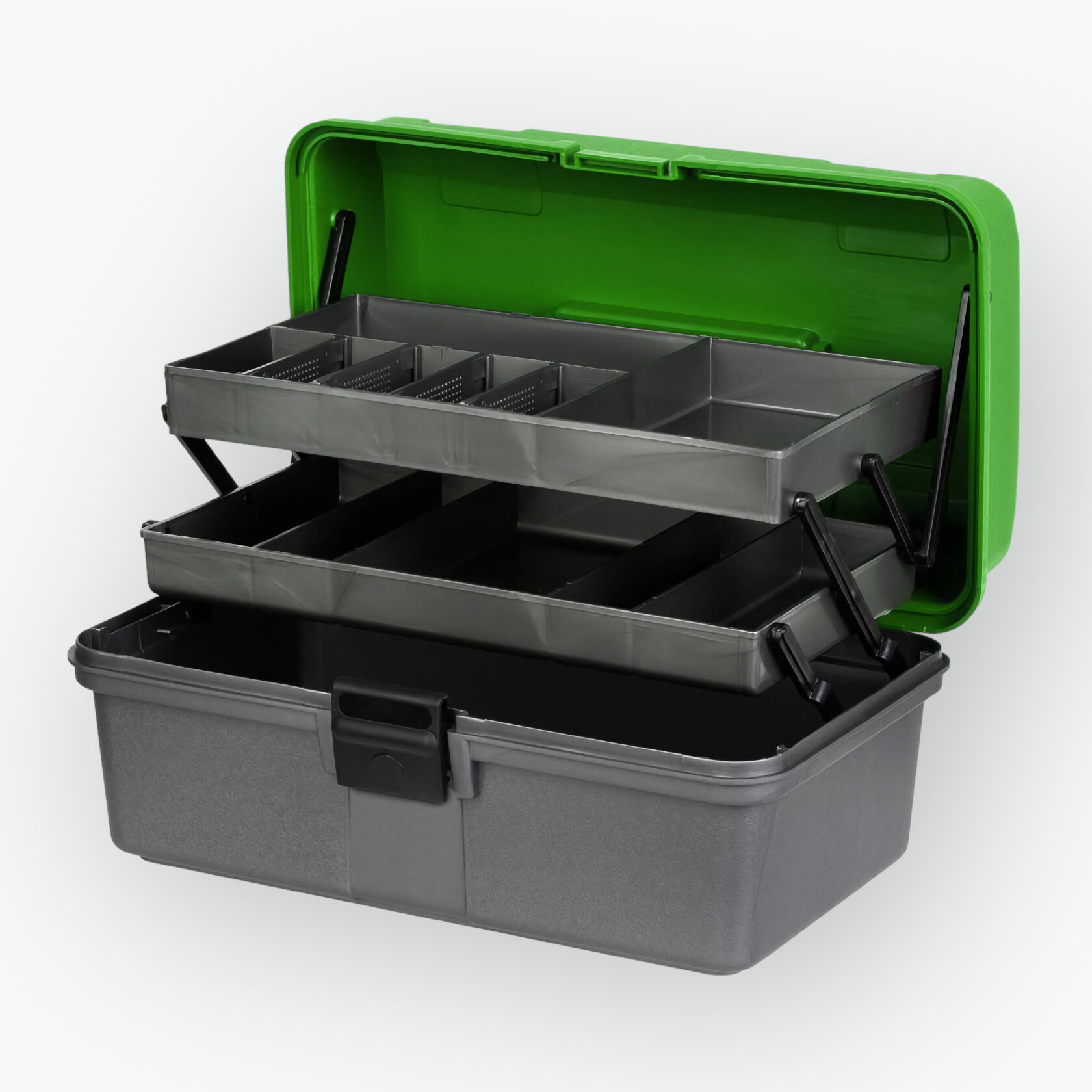 Ящик рыболова для хранения снастей Helios 2х-полочный - Зеленый