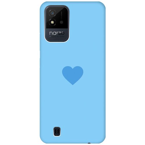 Силиконовый чехол на Realme narzo 50i, Рилми Нарзо 50и Silky Touch Premium с принтом Heart голубой силиконовый чехол на realme narzo 50i рилми нарзо 50и silky touch premium с принтом heart голубой