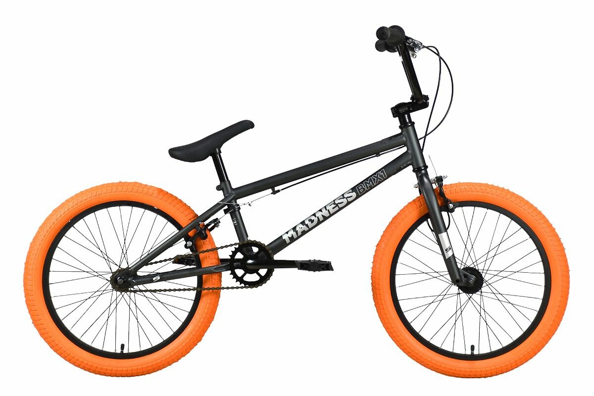 Велосипед Stark Madness BMX 1 (2022) 9" темно-серый/серебристый/оранжевый