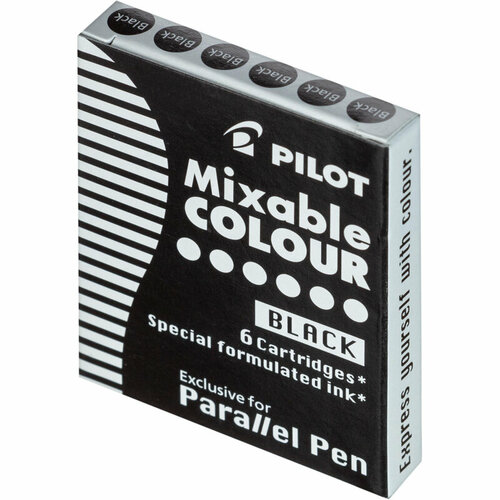 Чернила Чернильный картридж PILOT Parallel Pen черные 6 шт/уп IC-P3-S6 B, 2 упаковки