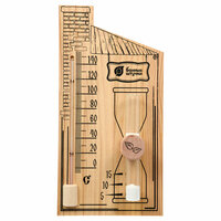 Термометр с песочными часами, 27,8х14х5,3 см, для бани и сауны "Банные штучки" дерево/комнатный/настенный/с рисунком