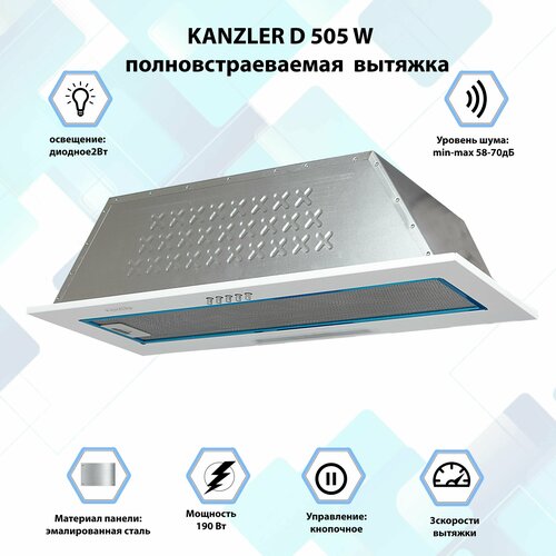 Вытяжка встраиваемая кухонная Kanzler D 505 W белый