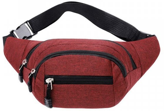 фото Сумка мужская женская "Кэжуал" водоотталкивающая, на пояс, на плечо, цвет красный
