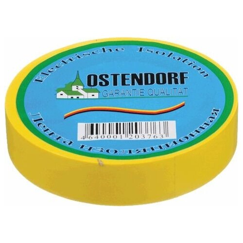 Изолента Ostendorf, 15 мм*20 м, желтая изолента ostendorf 15 мм 20 м белая