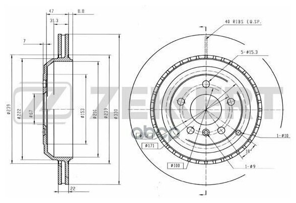 Тормозной диск ZEKKERT BS-5770 для Mercedes GL-CLASS X164 M-CLASS W164 R-CLASS W251 V251