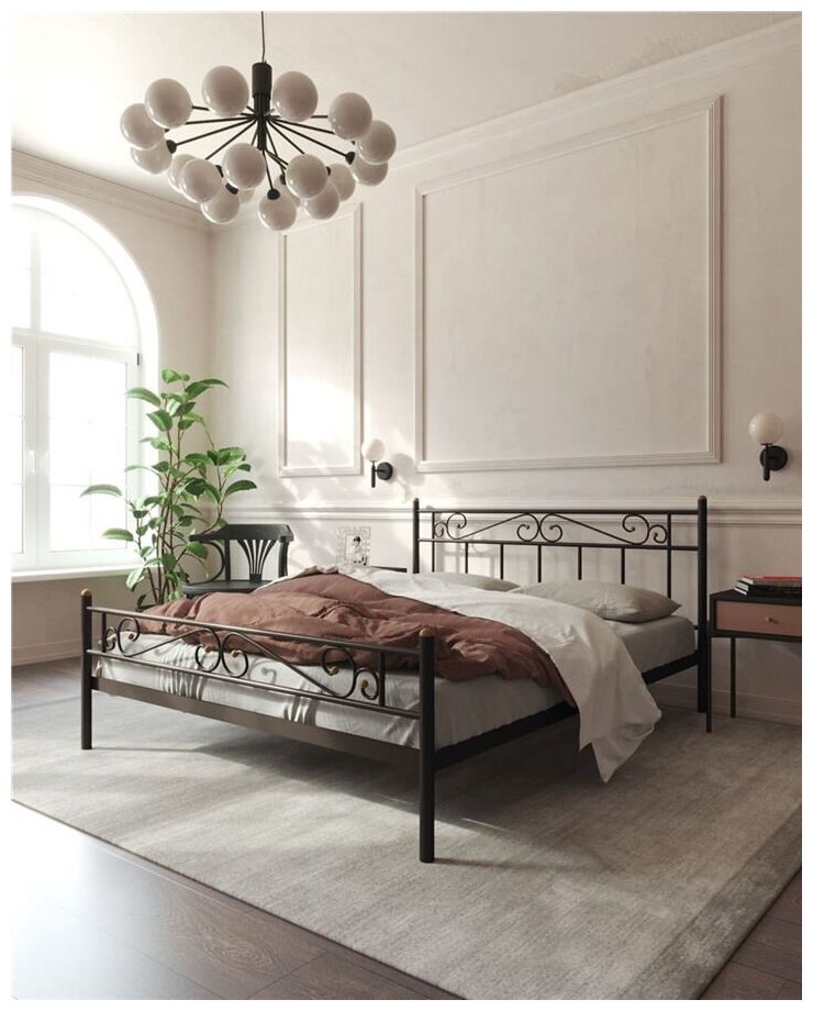 Кровать с изножьем "Франческа" (140х200/ноги металл/цвет Коричневый бархат)