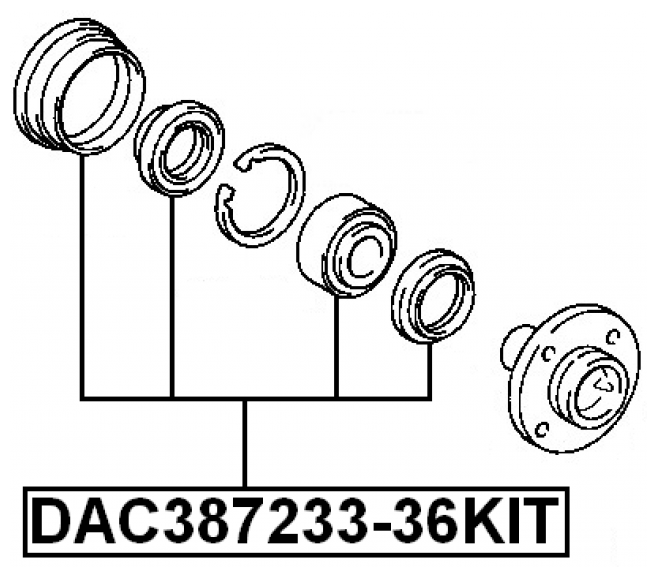 Подшипник ступичный передний ремкомплект Febest DAC387233-36KIT