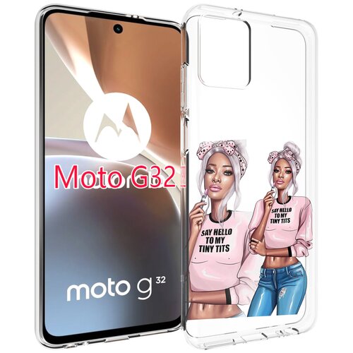 Чехол MyPads Девушка-в-розовой-футболке женский для Motorola Moto G32 задняя-панель-накладка-бампер