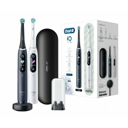 Электрическая зубная щетка Oral-B iO8 Duo, White Alabaster/Black Onyx