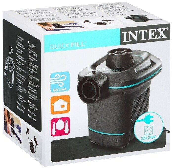Intex 66640 Насос электрический 220В "Quick-Fill AC" 650л/м, три насадки в комплекте — фото 1