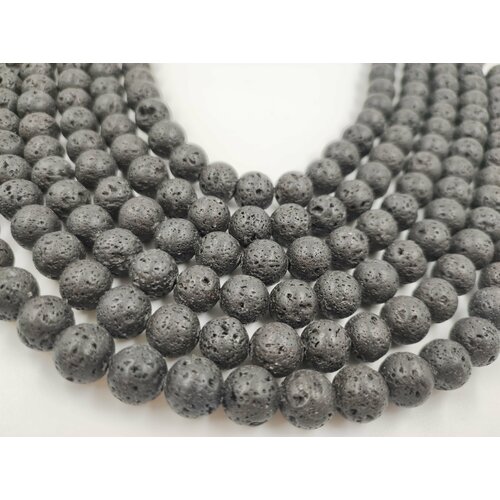 Натуральный камень лава бусины по 10 ММ (около 38 штук) на леске