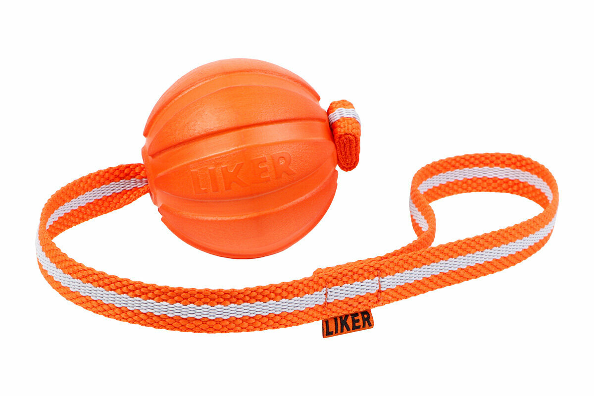 Мячик для собак LIKER Мячик Лайкер Лайн 7 на шнуре (6287), оранжевый, 1шт. - фотография № 6