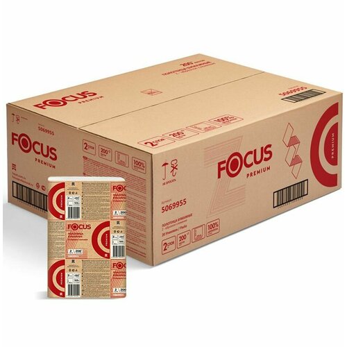 Полотенца бумажные листовые Extra Focus Hayat , 200 л. в пачке, Z-сложение, двухслойные, 20 шт в упаковке, 5069955