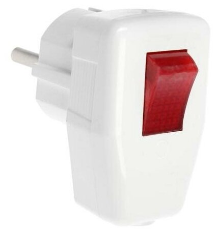 FlashMe Вилка угловая, 16А, с з/к, с выключателем, белая, розничная упаковка - фотография № 1