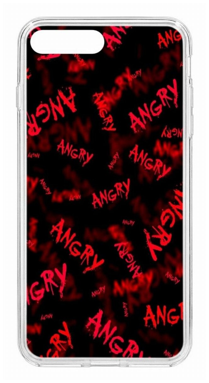 Чехол для iPhone 7 Plus Kruche Print Angry,противоударная пластиковая накладка с рисунком,силиконовый бампер с защитой камеры,кейс с принтом