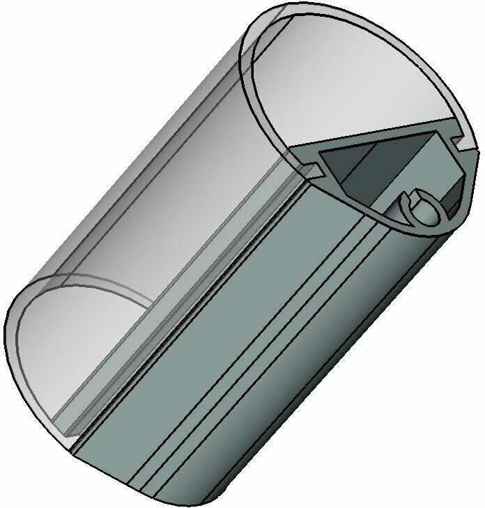 Профиль для светодиодной ленты алюминиевый с матовым рассеивателем, диаметр 25 мм. Длина 115 см - фотография № 2