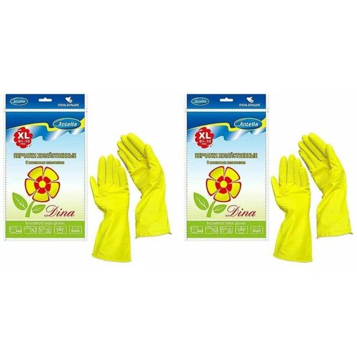 Резиновые хозяйственные перчатки ANTELLA дина размер XL очень большие 2 пары 460₽